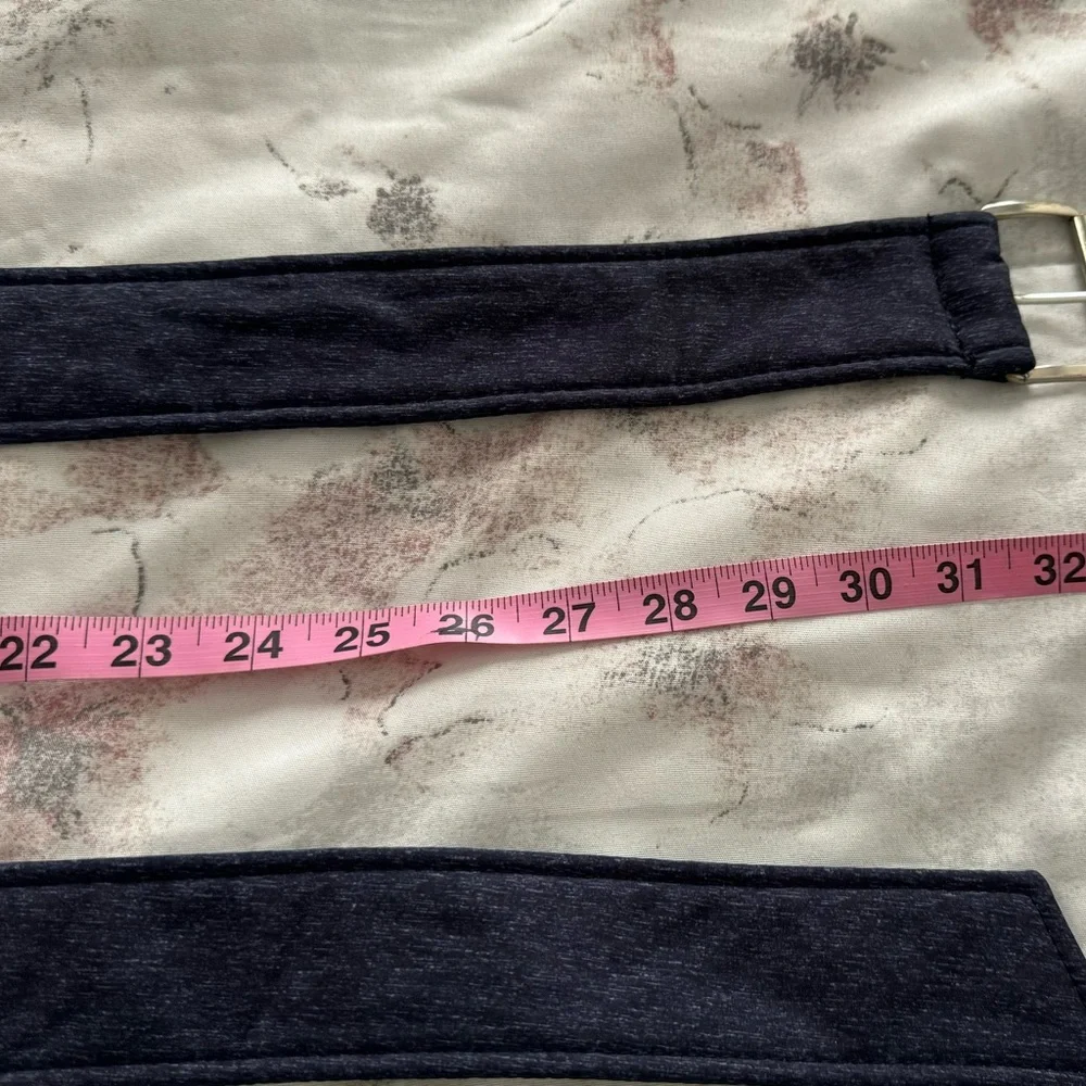 Michael Kors navy blue fabric canvas belt with silver buckle, size 64” preppy